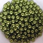 Oliivirohelised  plastikpärlid 4 mm, 10 tk
