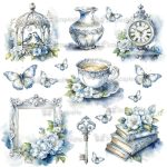 ScrapAndMe kaaneleht 20,3x20,3cm Blue Roses, 1 tk